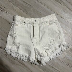 White fringe Jean shorts